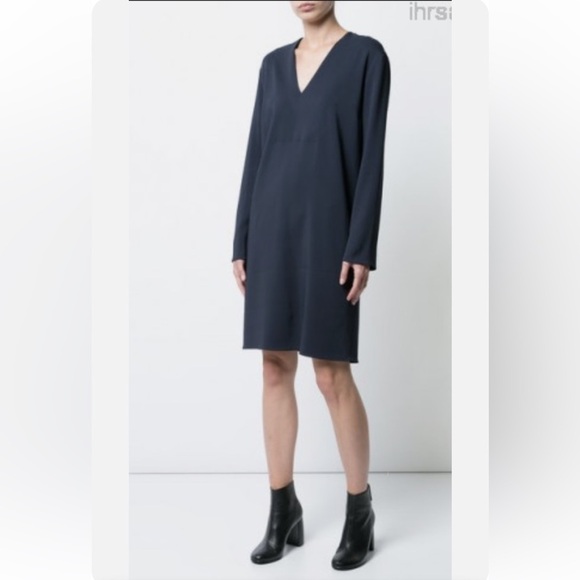 Vince Blue V Neck Long Sleeve Popover Tunic Dress - Picture 2 of 13